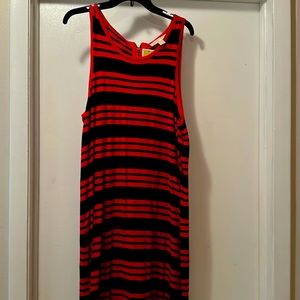 Red and Black sleeveless long dress with zipper in the back